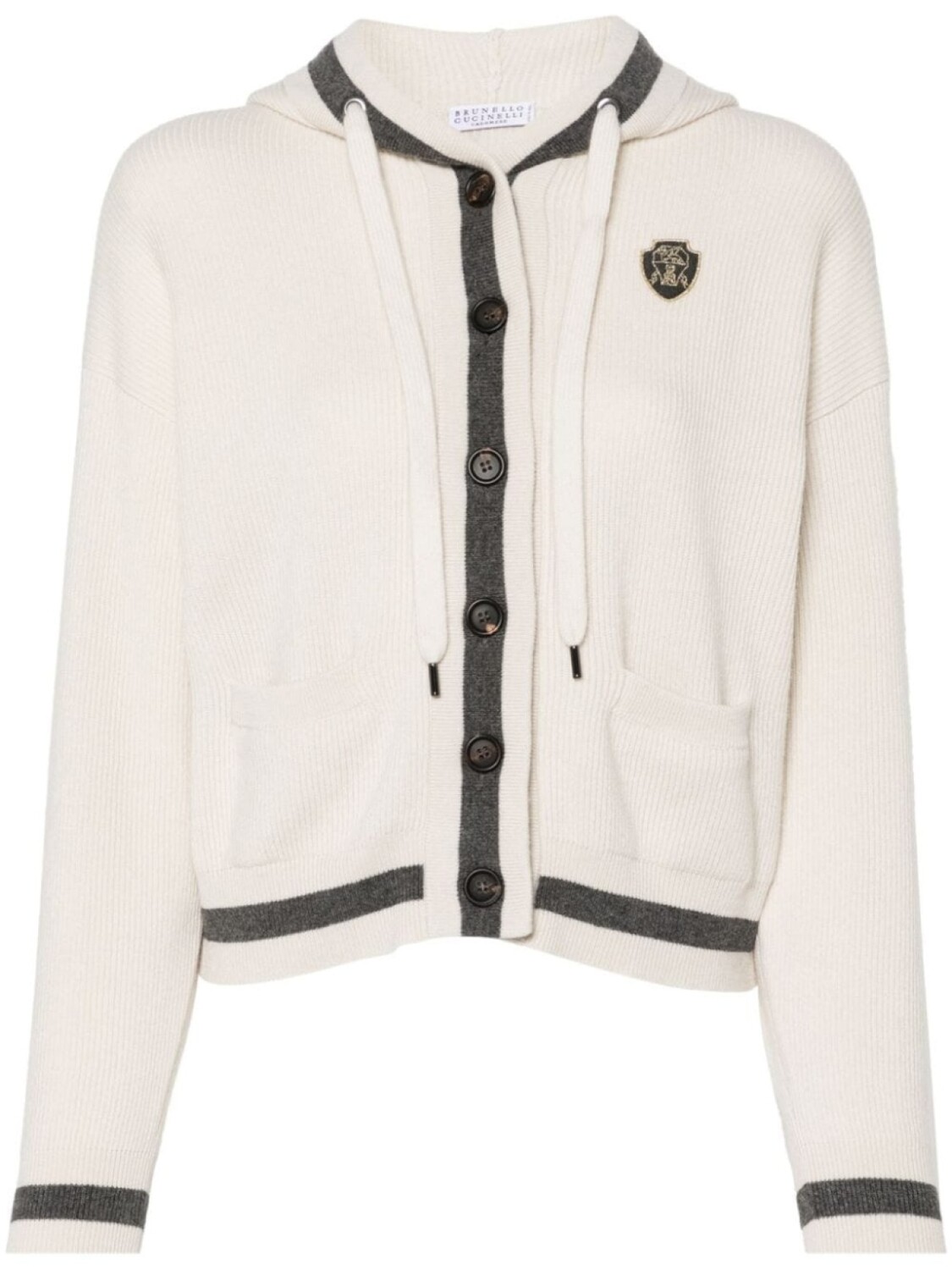 

Brunello Cucinelli кардиган с аппликацией логотипа, нейтральный цвет