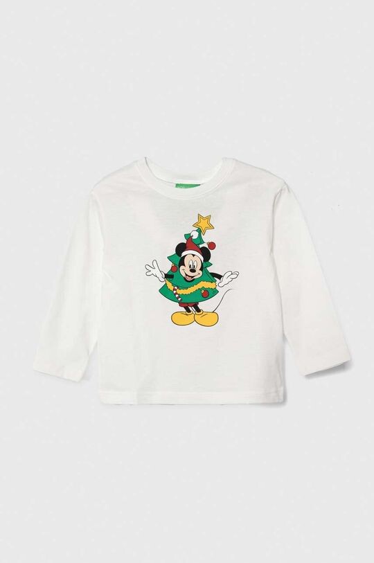 

Детская хлопковая футболка с длинными рукавами United Colors of Benetton x Disney, белый