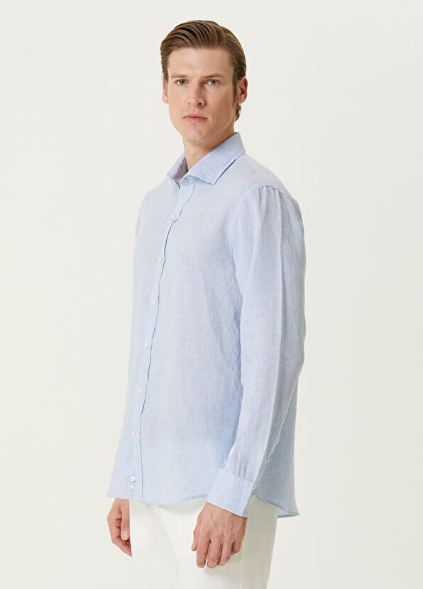 

Льняная рубашка удобного кроя Beymen Collection, голубой