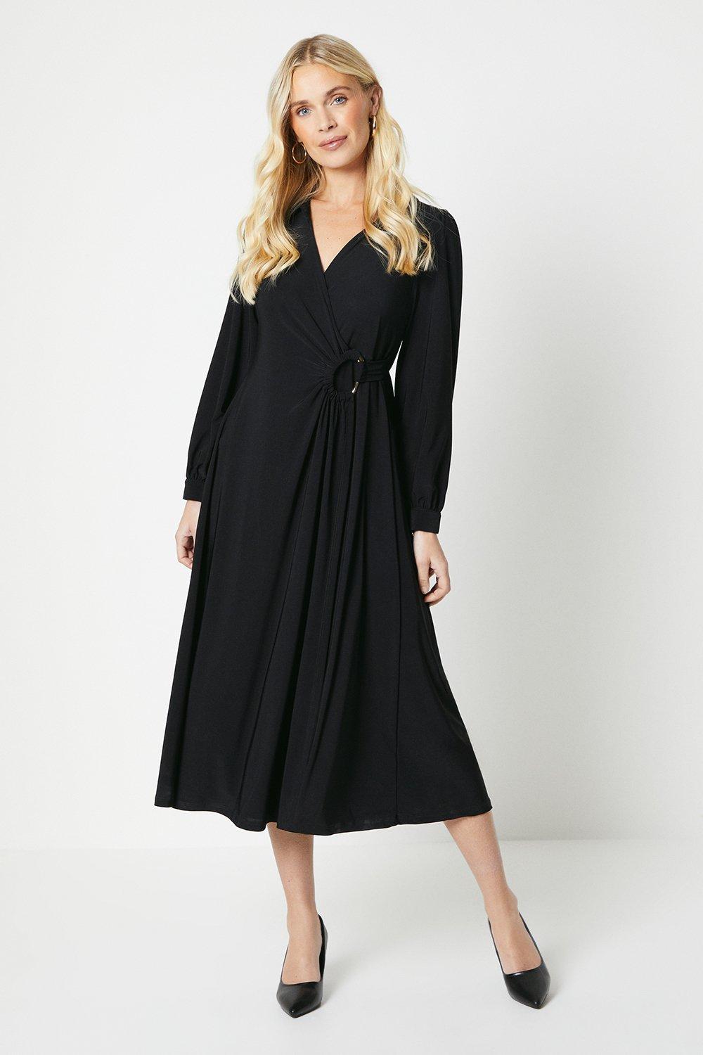 Миниатюрное платье-рубашка с запахом Wallis, черный платье рубашка с запахом h
