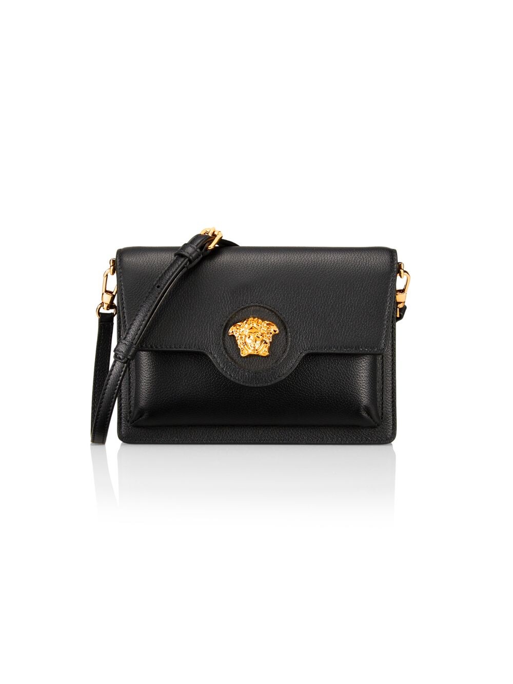 

Кожаная сумка через плечо Mini La Medusa с карманом Versace, черный