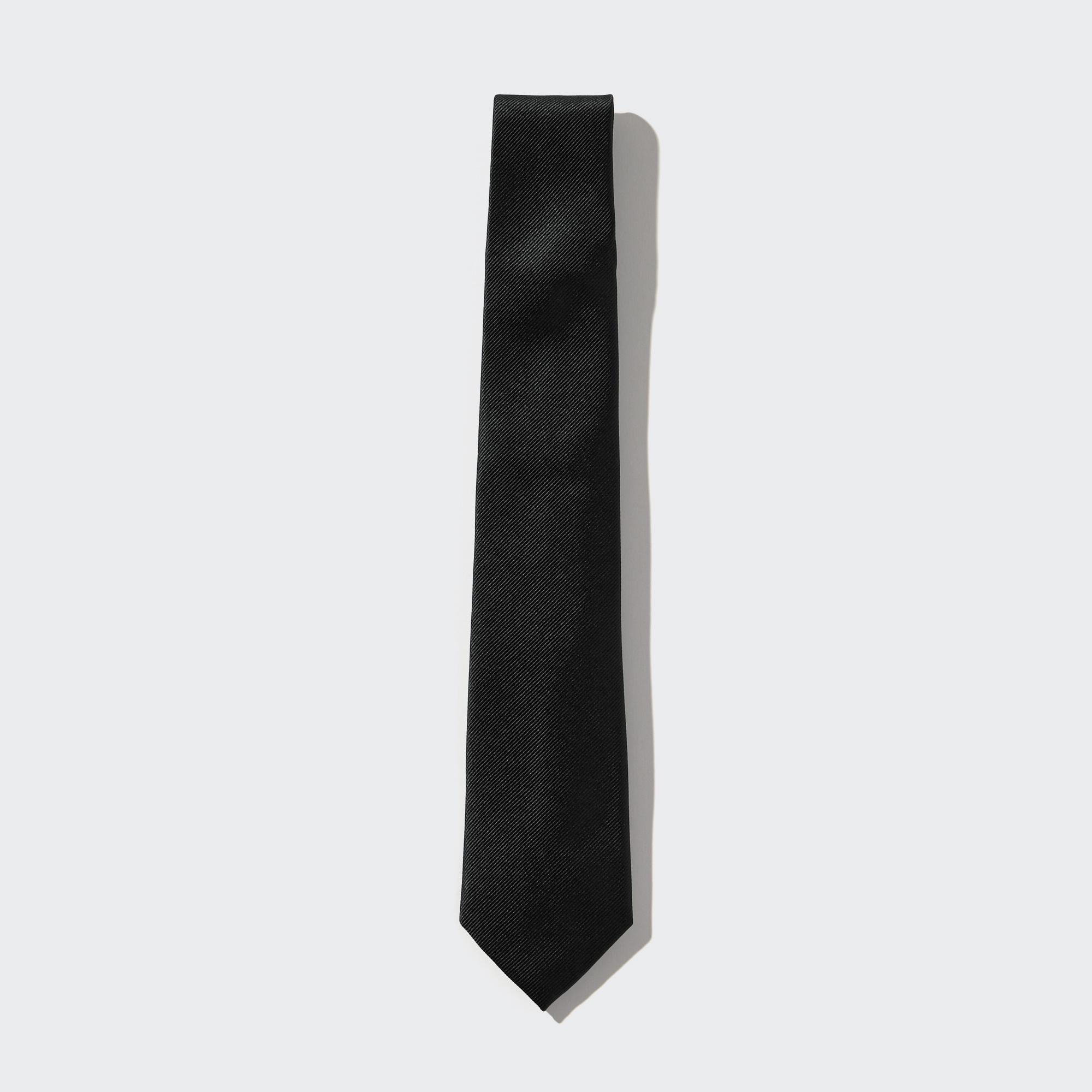 шелковый мужской галстук hi tie черный Галстук Uniqlo мужской шелковый, черный