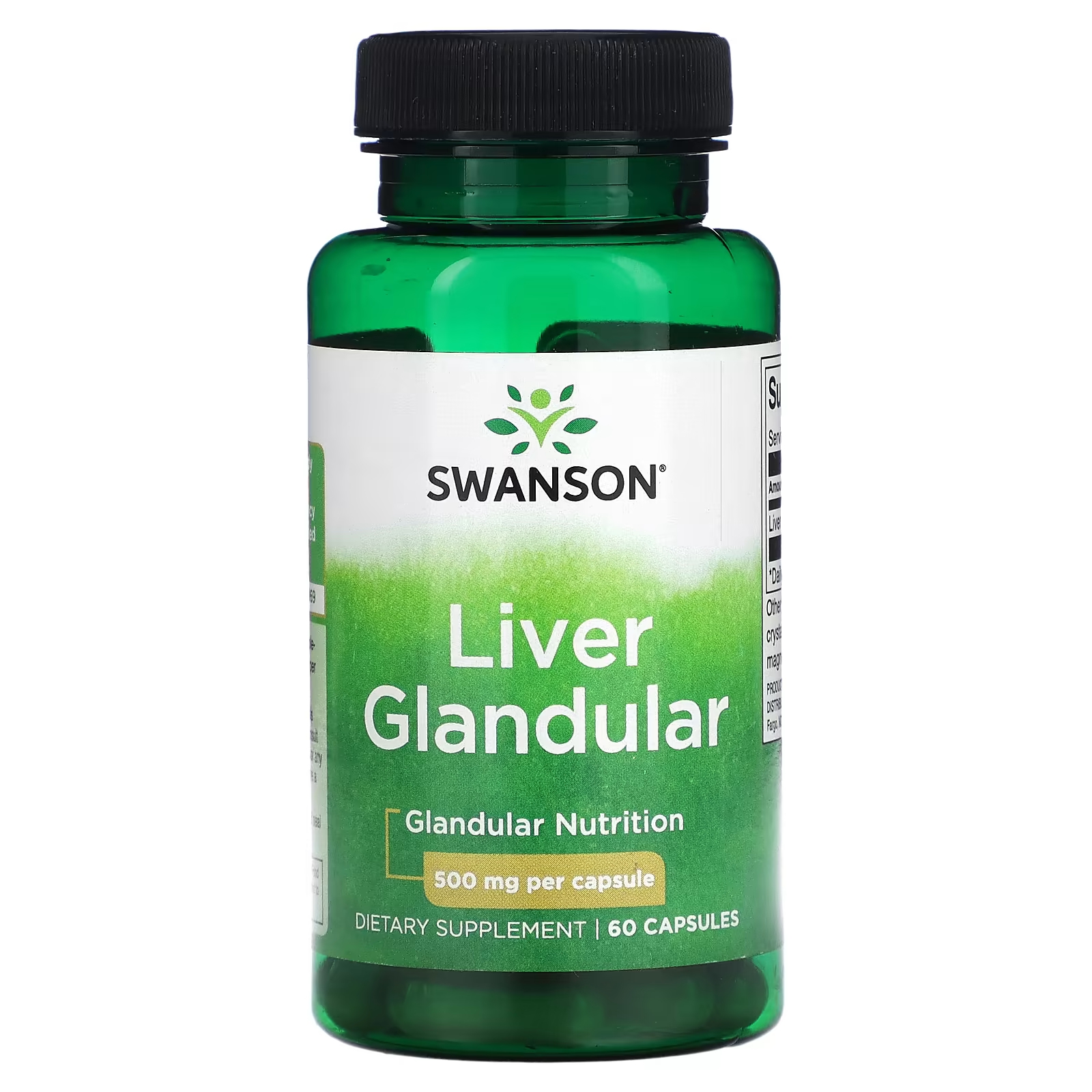 Пищевая добавка Swanson Liver Glandular 500 мг, 60 капсул пищевая добавка swanson чеснок без запаха 500 мг 100 капсул