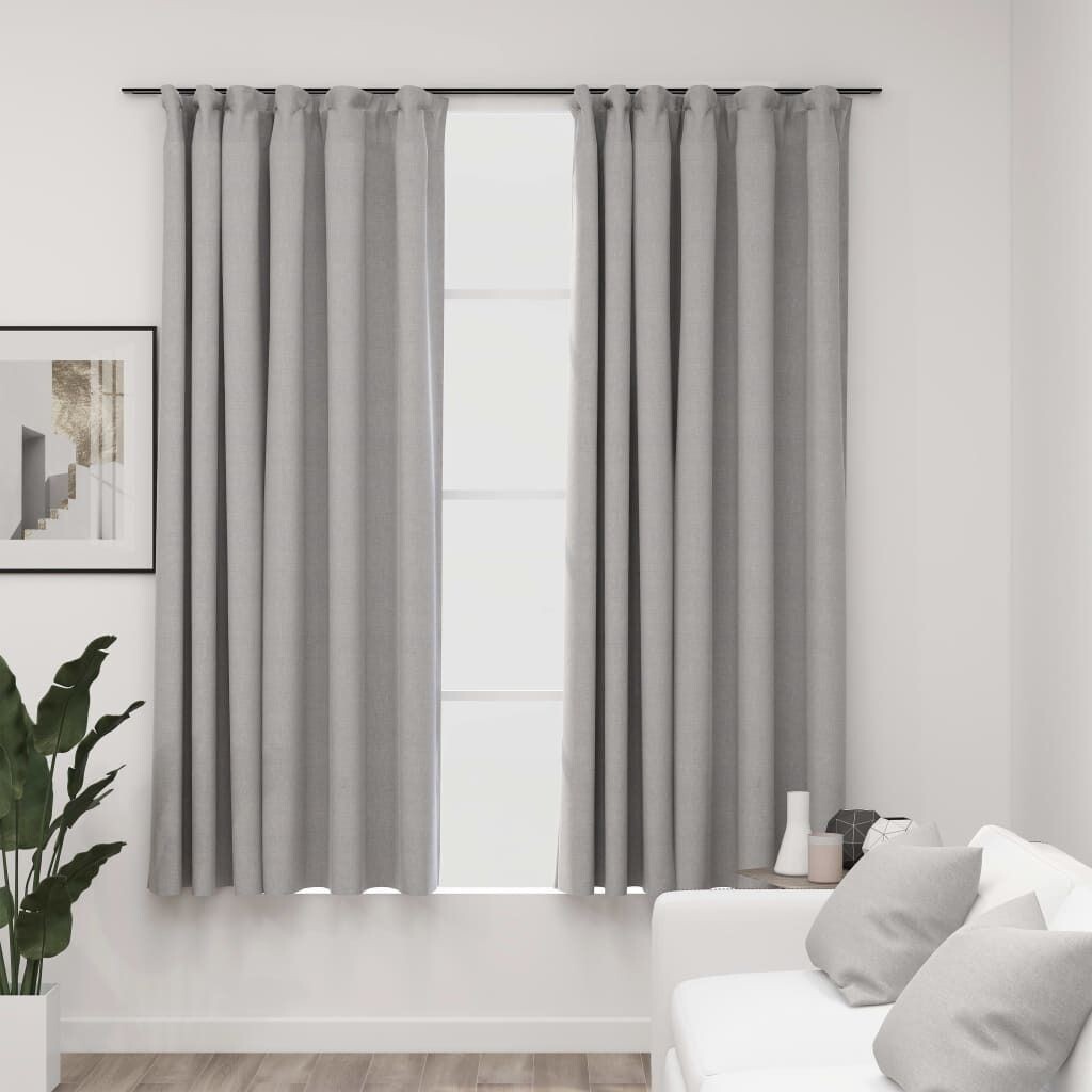 

Шторы блэкаут на крючках под лен 2 шт. серые 140х225 см DKD HOME DECOR, серый