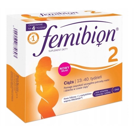 Натал 2 Беременность 28 таблеток + 28 капсул на 4 недели Фолиевая кислота, Femibion