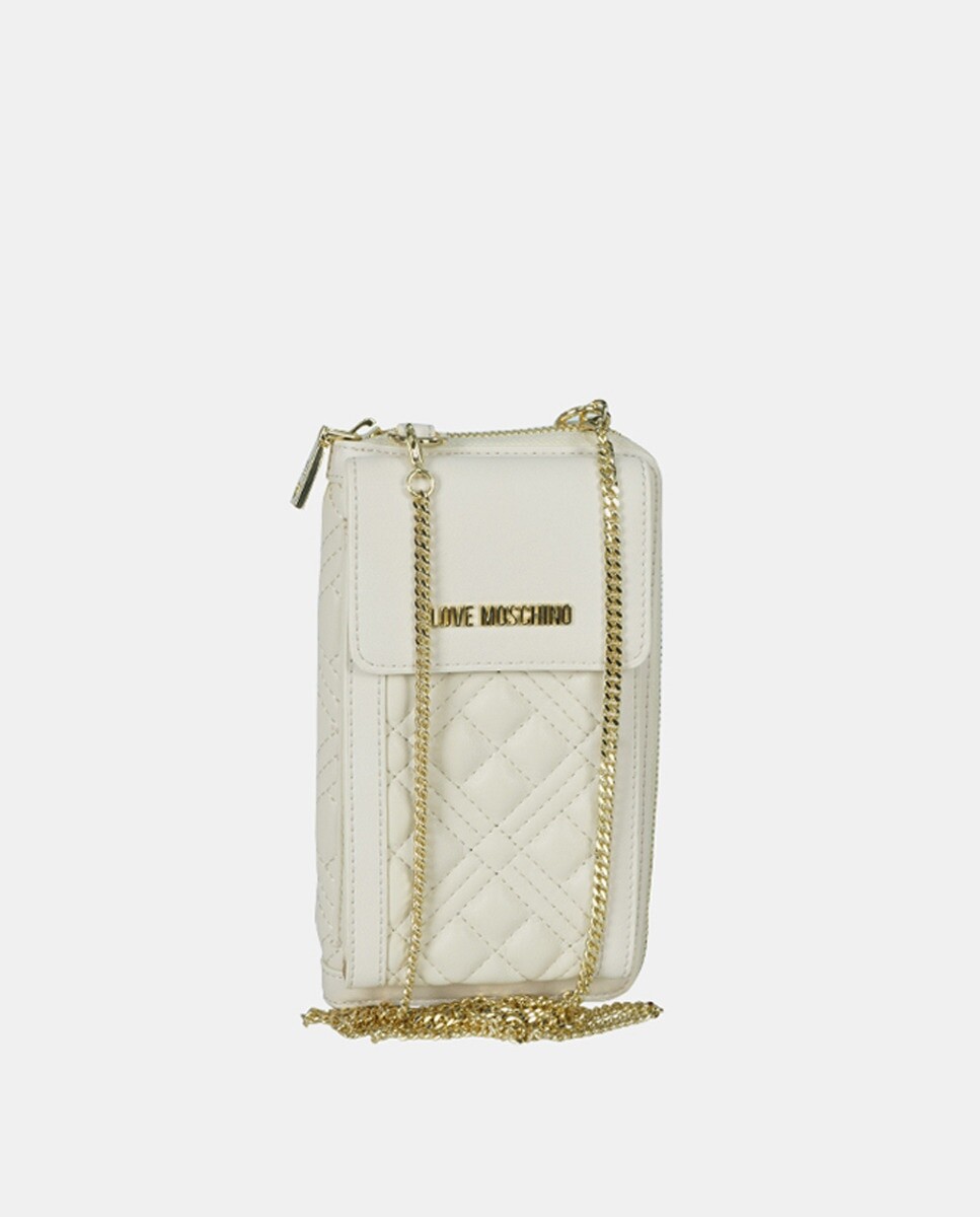 

Сумка для мобильного телефона с мягкой подкладкой цвета экрю и цепочкой Love Moschino