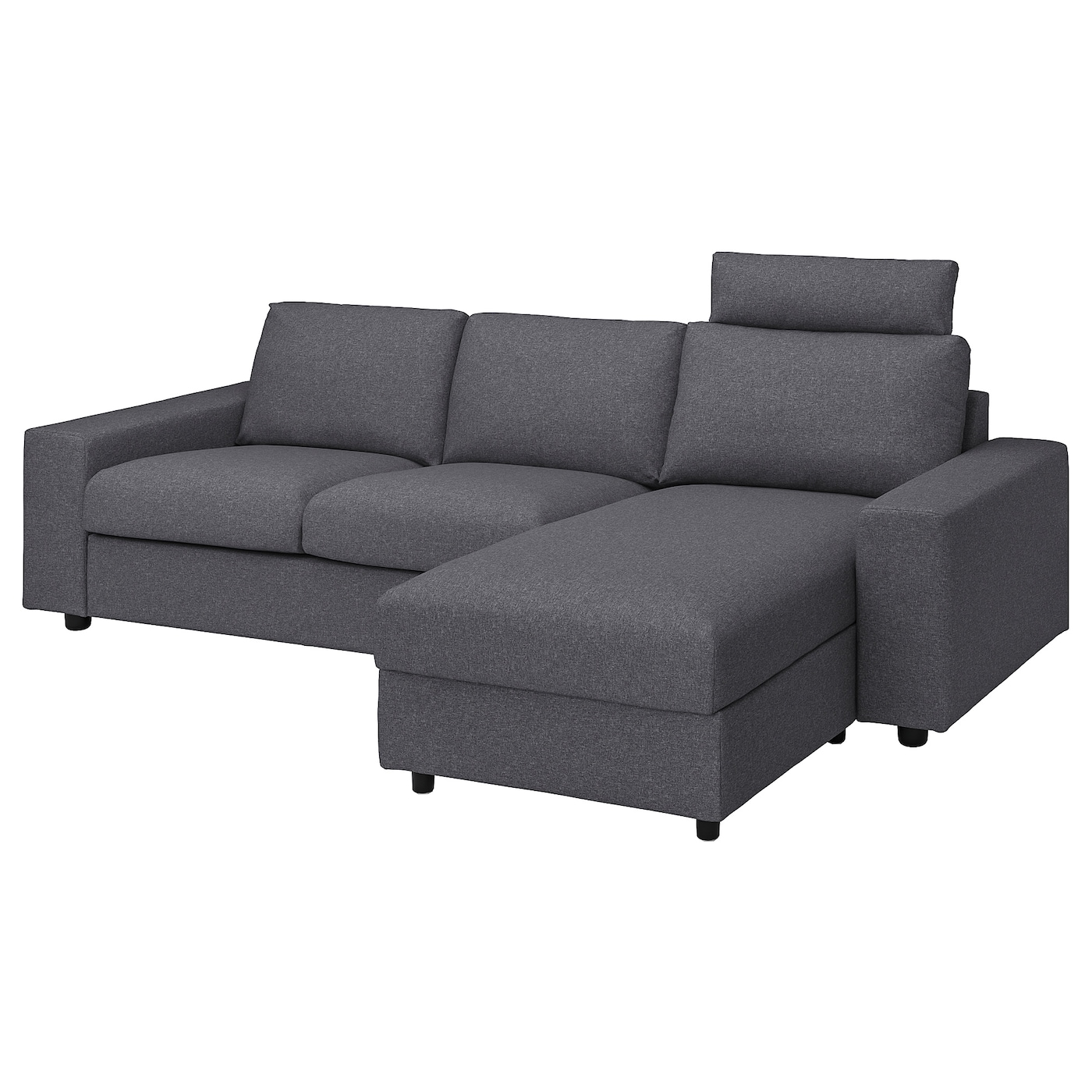 ВИМЛЕ 3-местный диван + диван, с подголовником с широкими подлокотниками/Гуннаред средний серый VIMLE IKEA диван прямой смарт mille 09 3 х местный с подлокотниками еврокнижка а2491530061