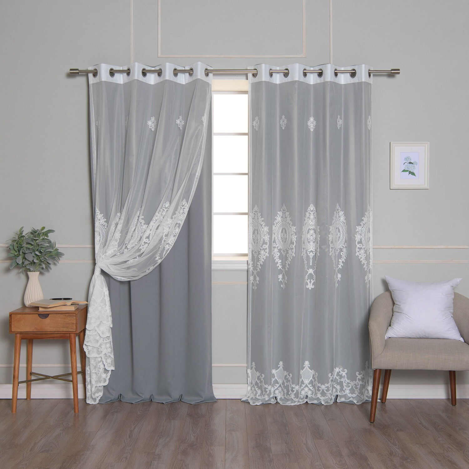 

Шторы плотные с люверсами Aurora Home Mix & Match, серый