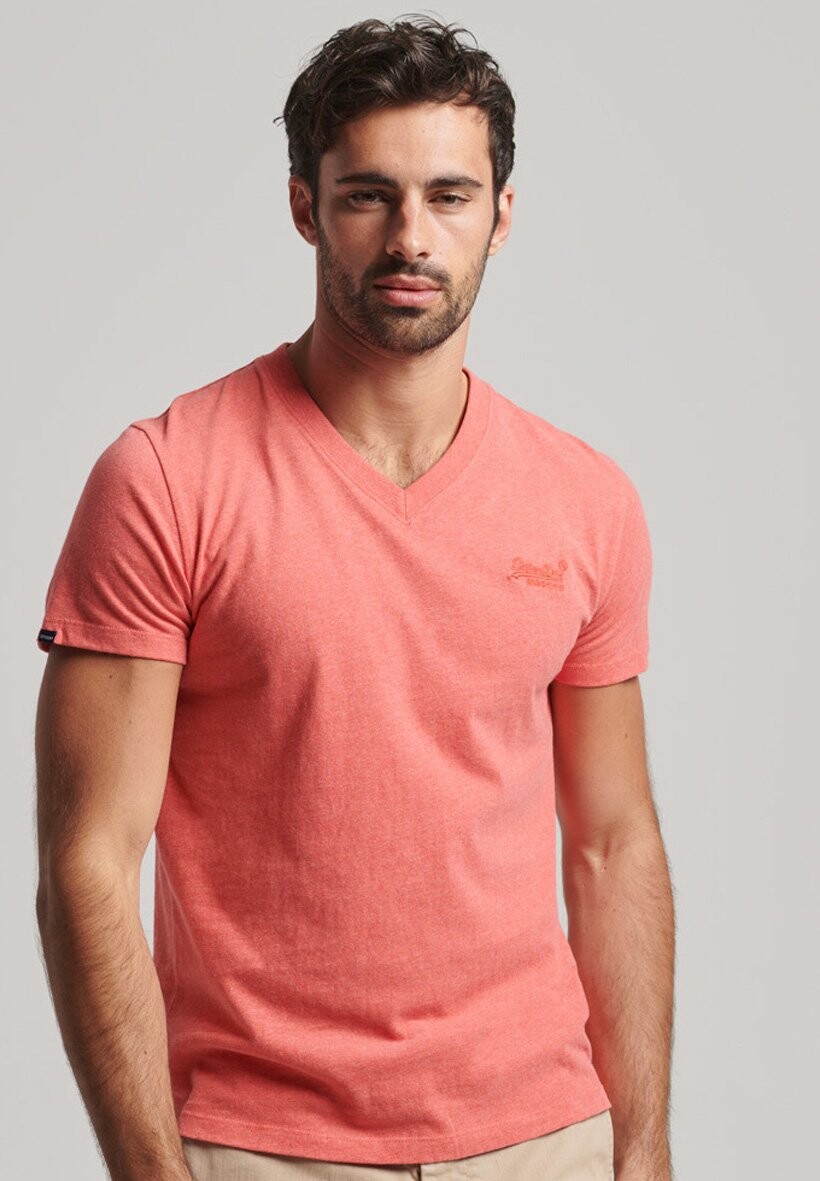 

Футболка базовая VINTAGE LOGO V-NECK Superdry, цвет coral marl