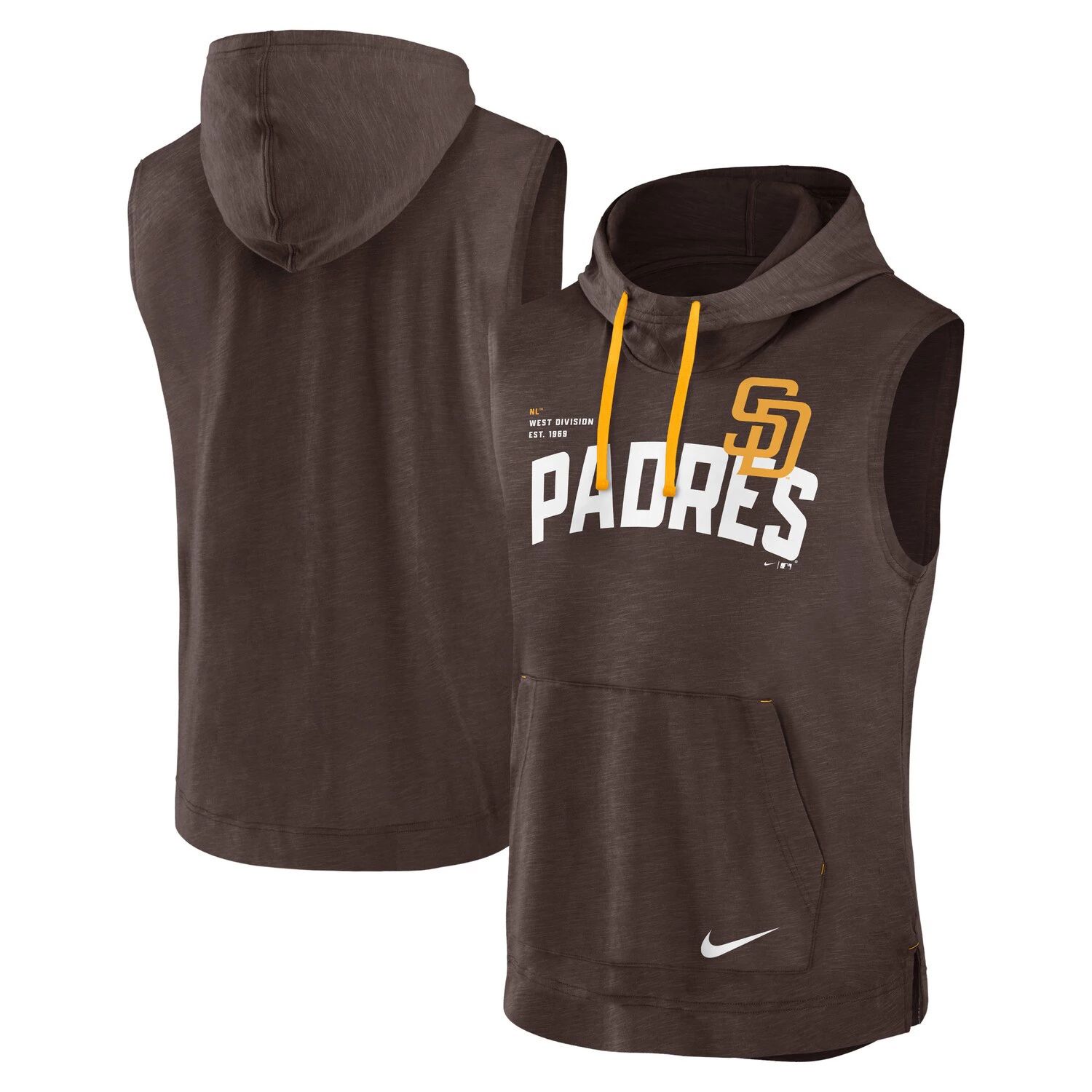 Мужская коричневая спортивная футболка без рукавов с капюшоном San Diego Padres Nike мужская серая толстовка с капюшоном san diego padres без рукавов stitches серый