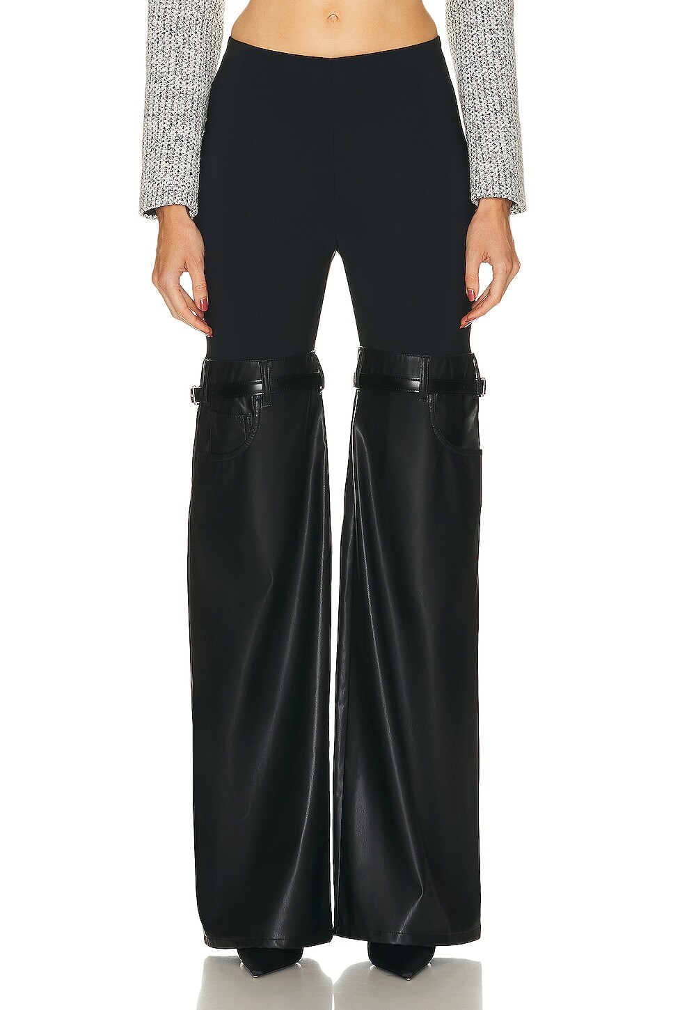 Брюки Coperni Hybrid Flare Faux Leather Trouser, черный