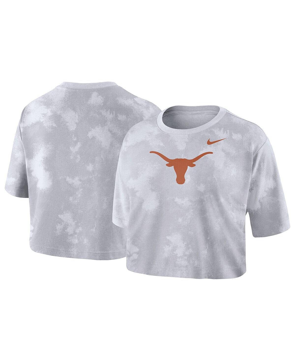 

Женская белая укороченная футболка Texas Longhorns с принтом тай-дай Nike, белый