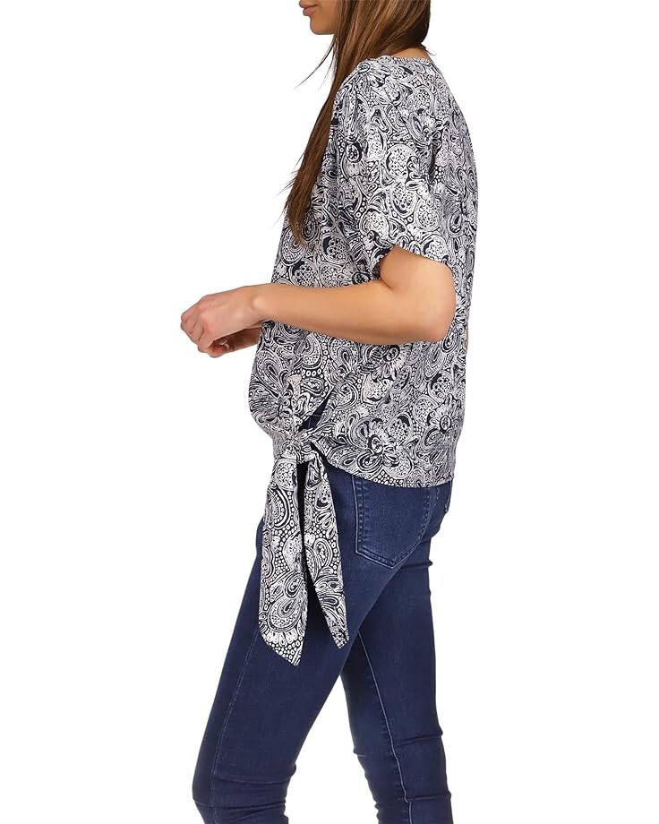 

Топ Michael Kors Abstract Batik Side Tie Top, цвет Midnight Blue