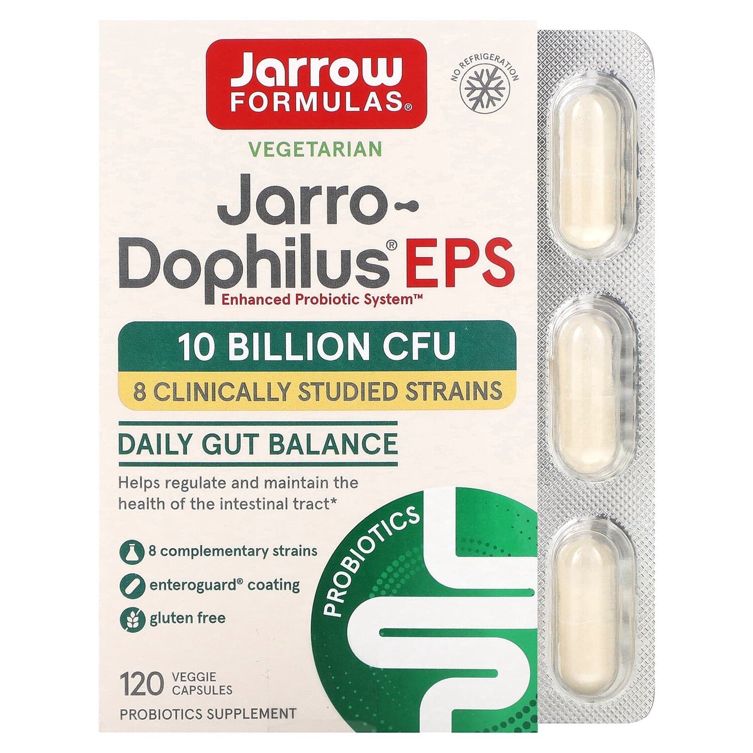 

Jarro-Dophilus EPS, 5 млрд, 120 растительных капсул, Jarrow Formulas