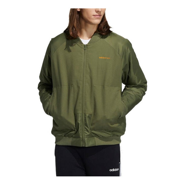 Куртка adidas neo Colorblock logo Alphabet Printing Zipper Jacket Military Green, зеленый