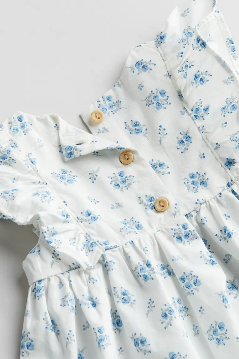 

Хлопковое платье с воланами H&M, белый