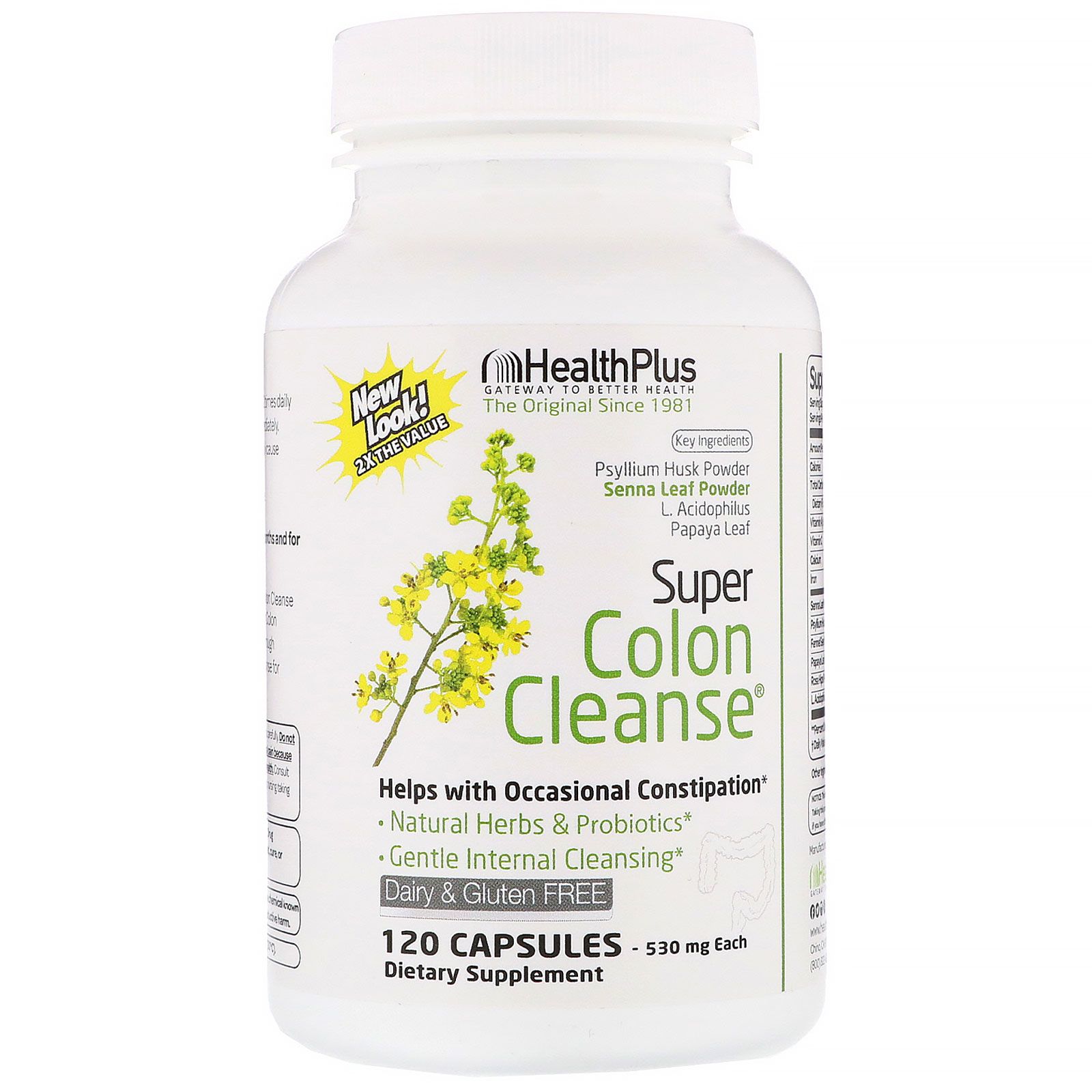 цена Health Plus Super Colon Cleanse (очищение толстого кишечника) 500 мг 120 капсул