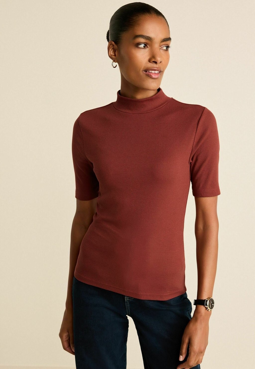 

Базовая футболка HALF SLEEVE HIGH NECK TSTANDARD Next, цвет brown