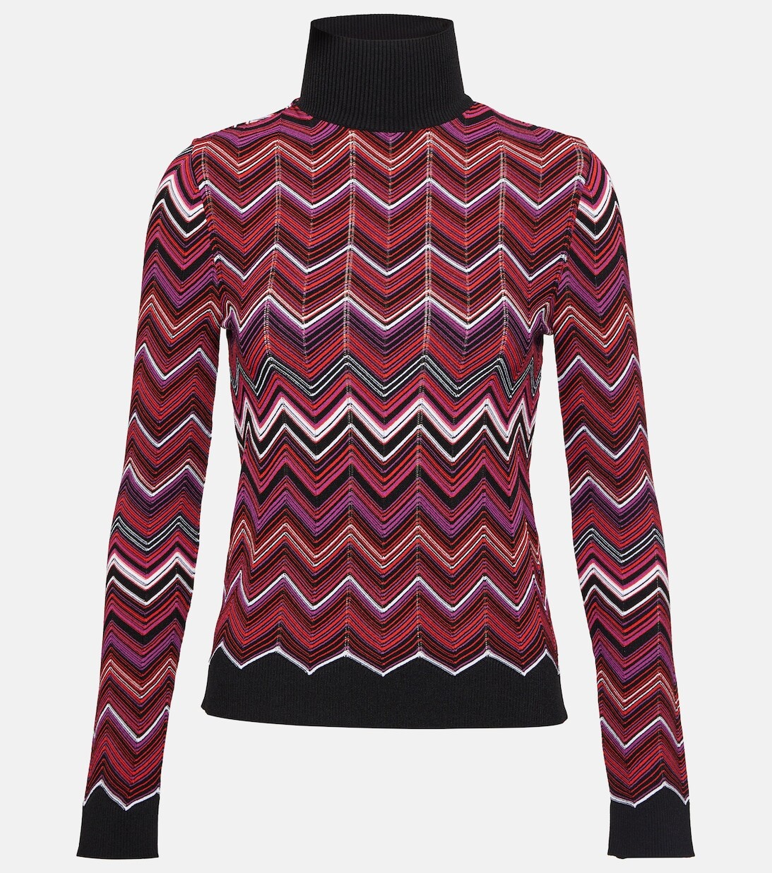 

Свитер с высоким воротником зигзагообразной вязки MISSONI, разноцветный, Коричневый, Свитер с высоким воротником зигзагообразной вязки MISSONI, разноцветный