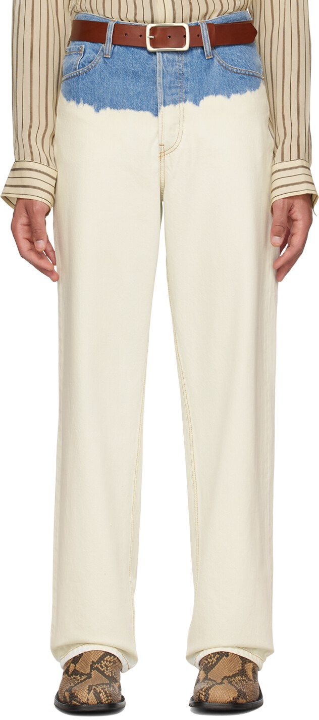 

Эксклюзивные белые и синие джинсы Dries Van Noten SSENSE