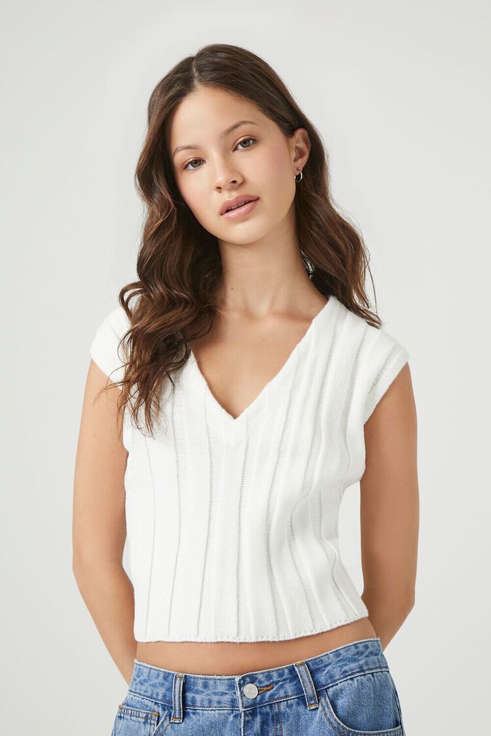 

Укороченный свитер-жилет Forever 21, белый