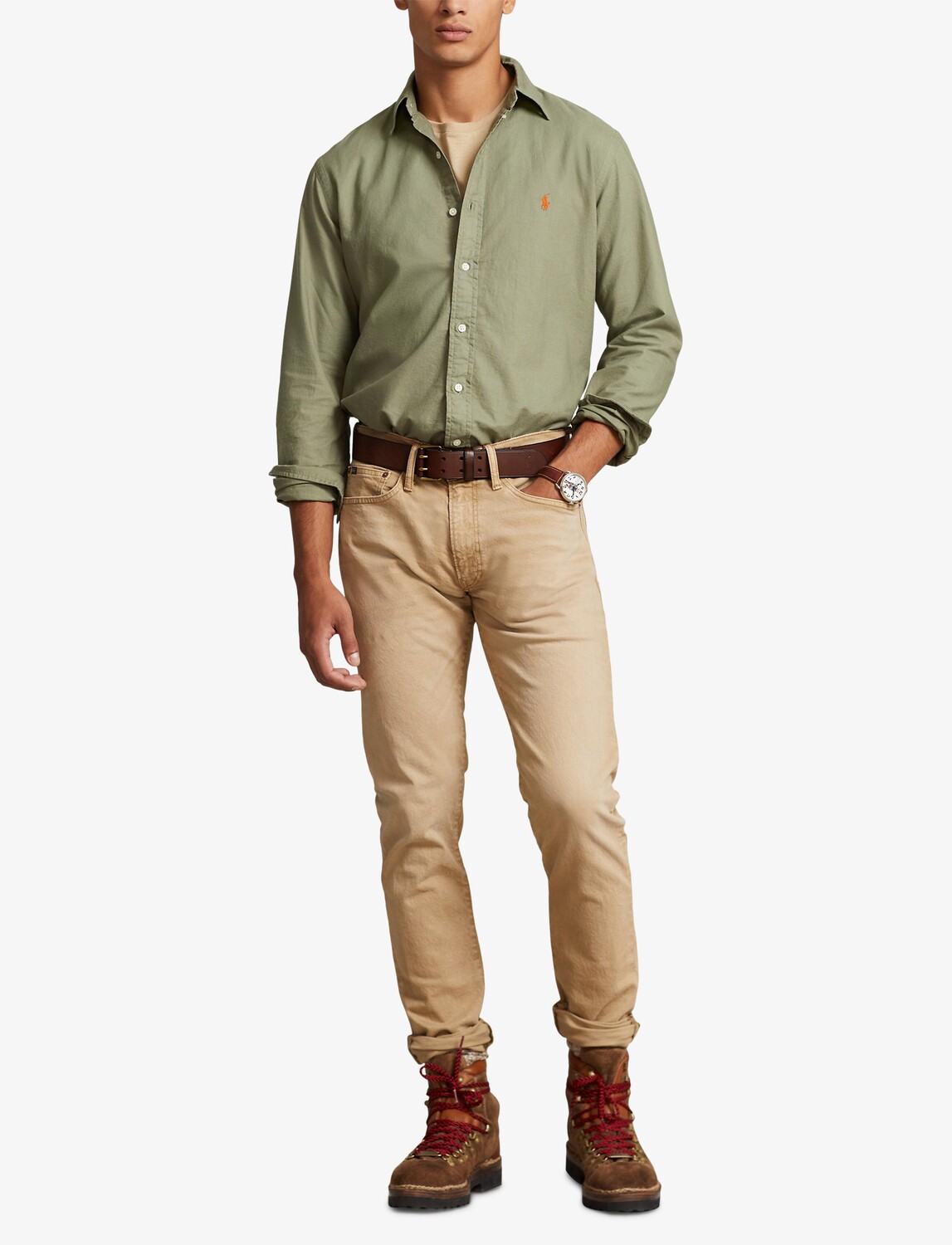 

Узкая рубашка индивидуального кроя Ralph Lauren, зеленый