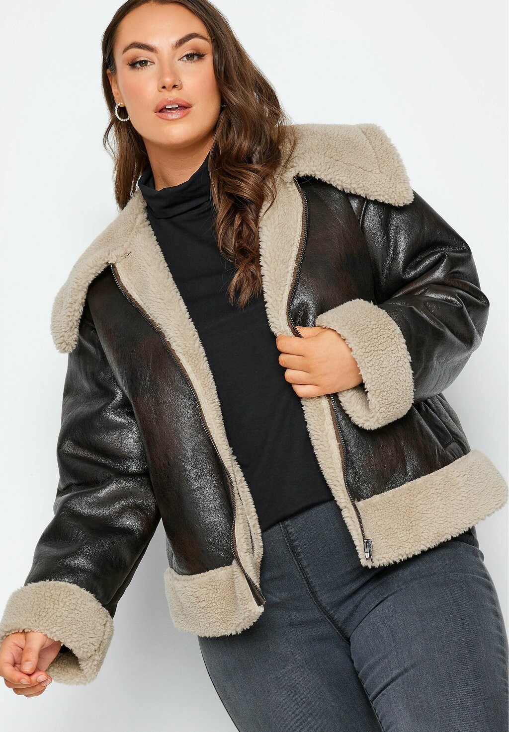 

Куртка из искусственной кожи Aviator Yours Clothing, коричневый