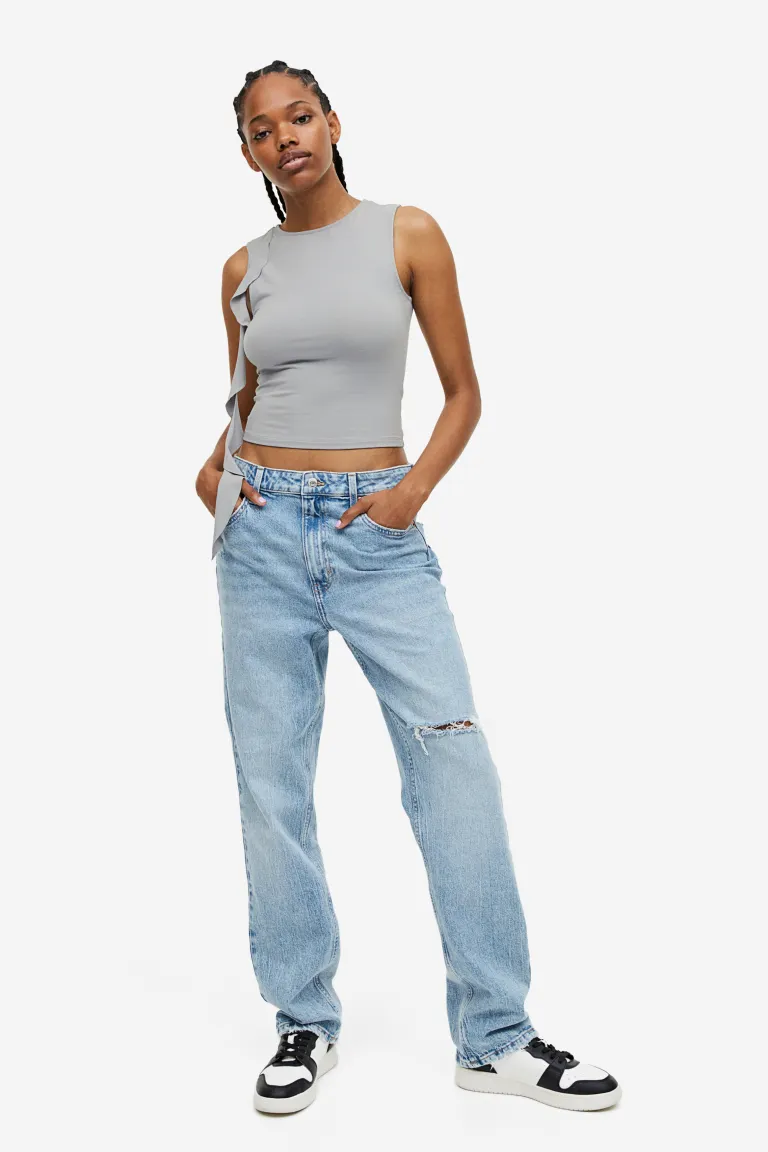 

Майка с кружевной отделкой H&M, серый