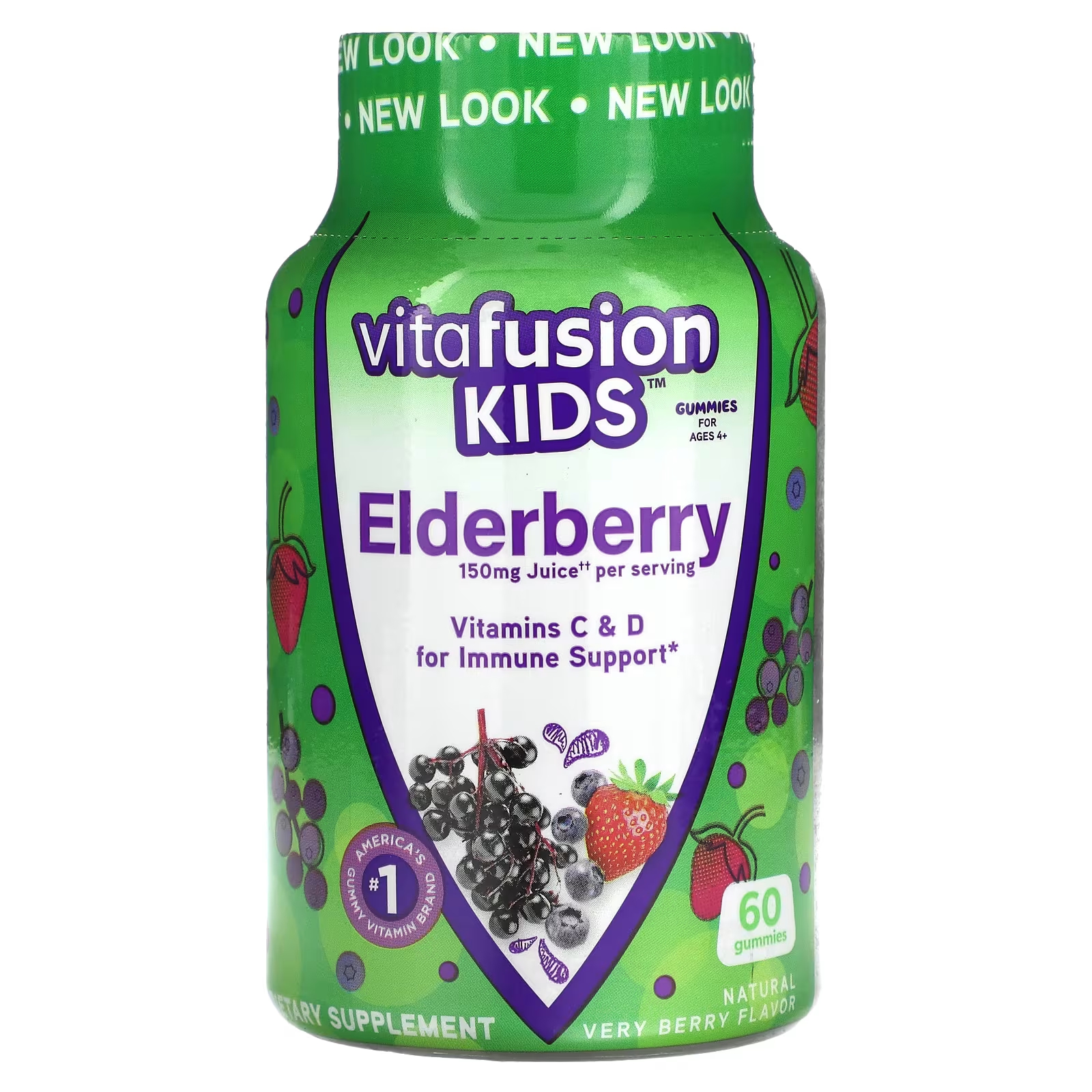 Витамины для детей от 4 лет VitaFusion с бузиной, 60 жевательных конфет
