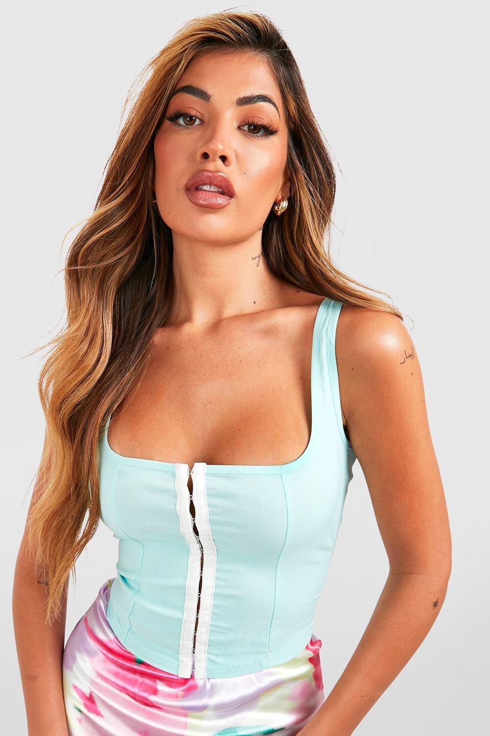 

Корсетный топ на крючках и глазами Boohoo, мятный