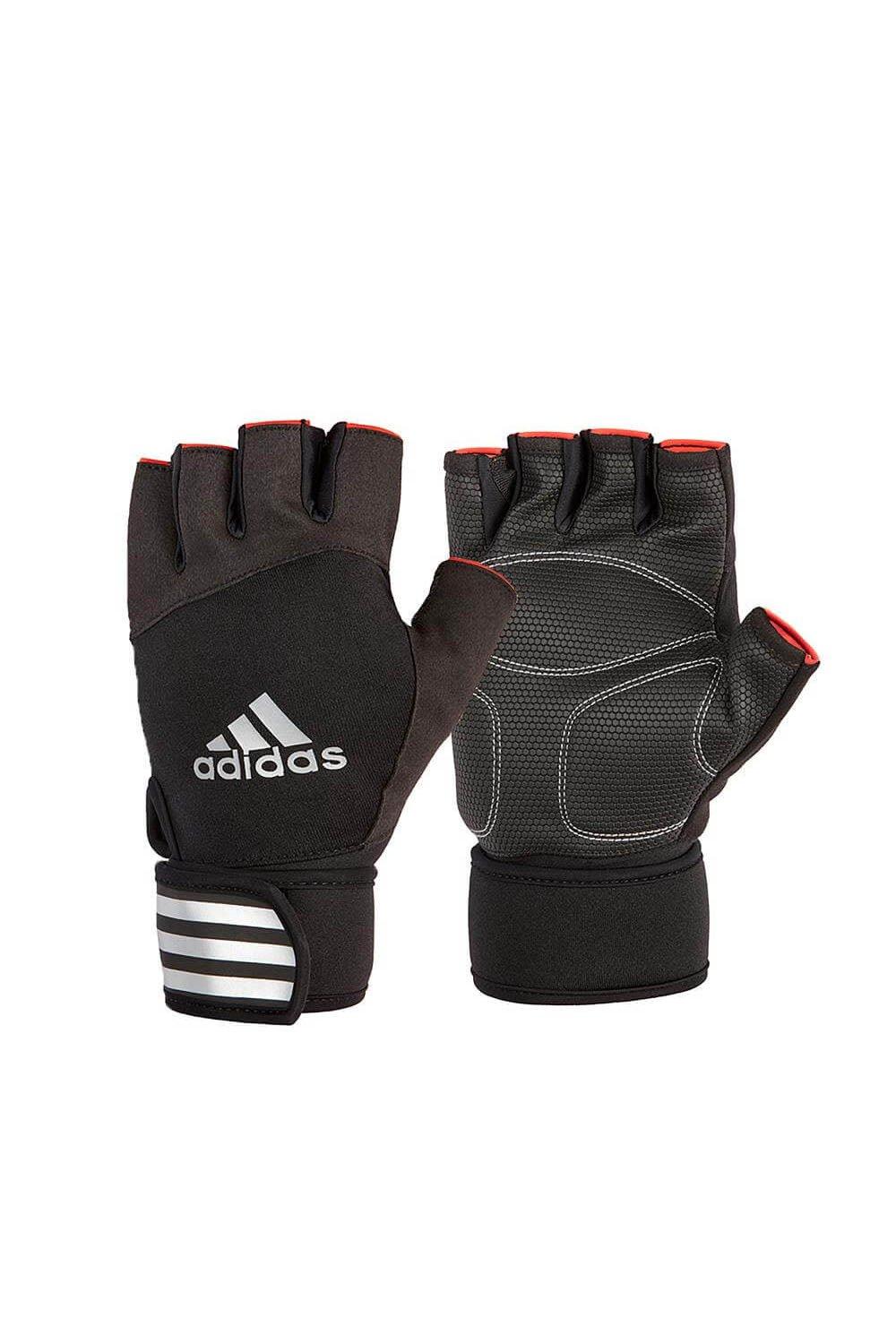Перчатки для тяжелой атлетики с половиной пальца Adidas, белый пояс для карате adidas elite wkf красный 280см