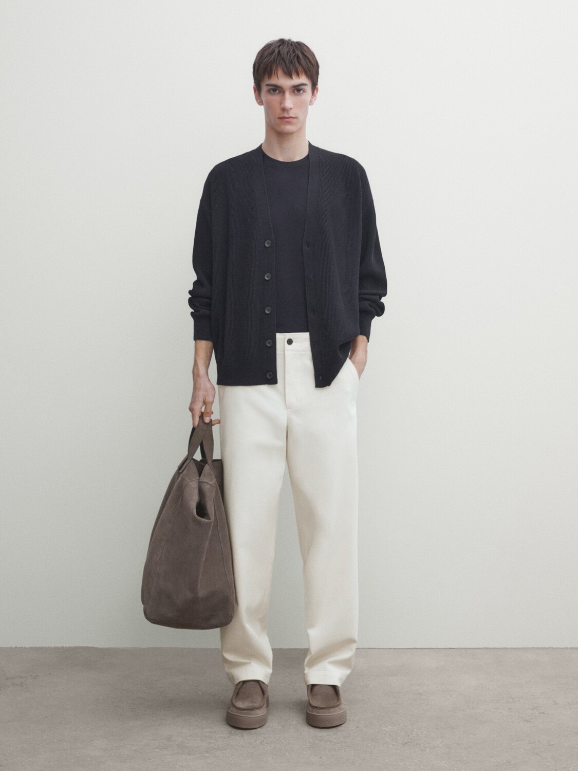 

Вязаный кардиган с пуговицами. Massimo Dutti, синий