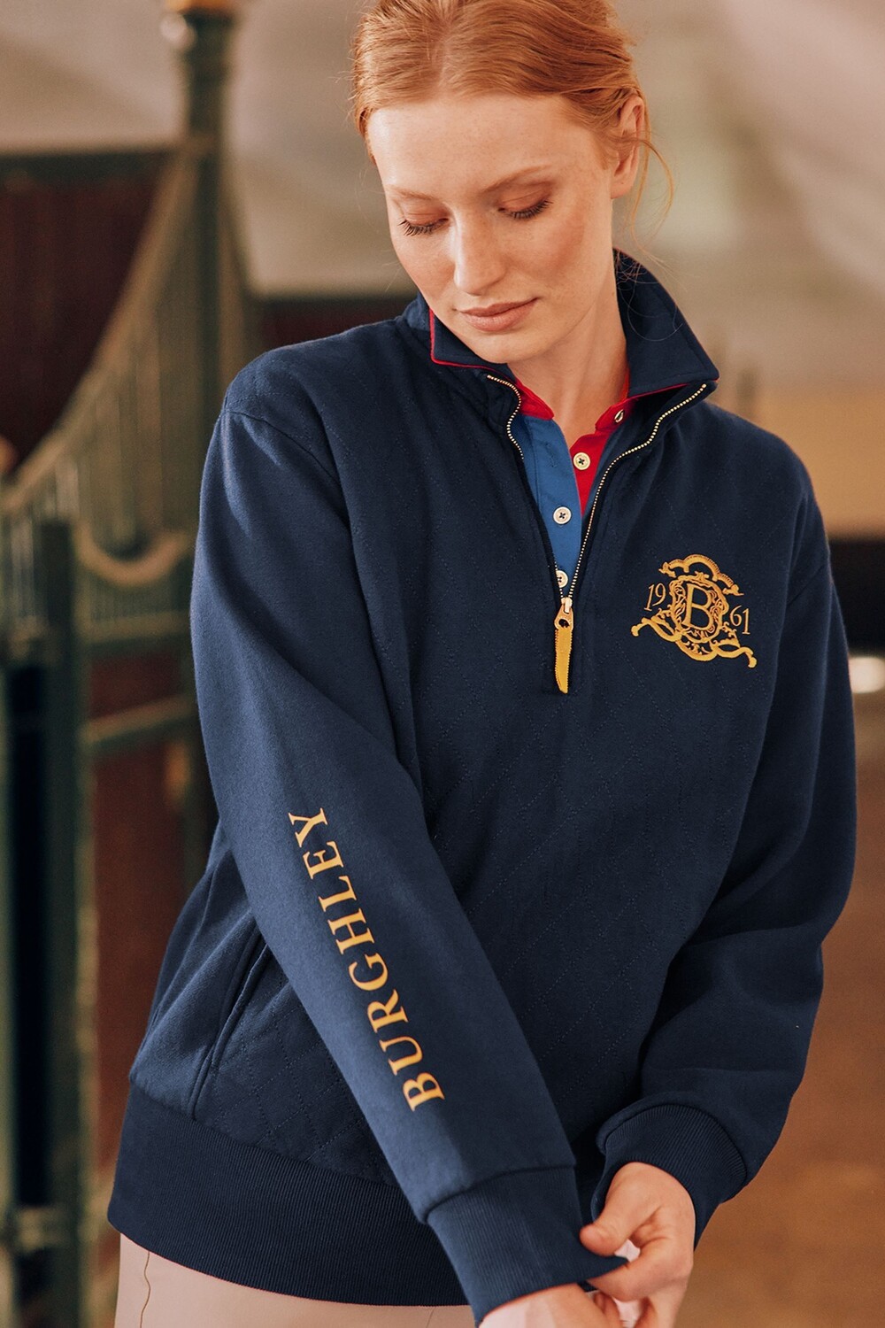 

Стеганая толстовка Burghley с молнией 1/4 Joules, синий