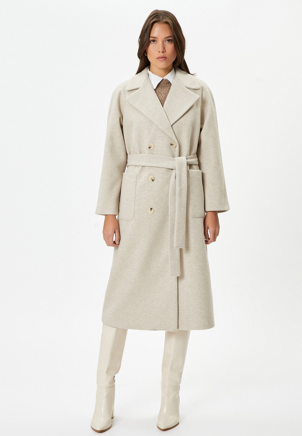 

Тренч BELTED POCKET DETAIL BUTTONED Koton, цвет brown
