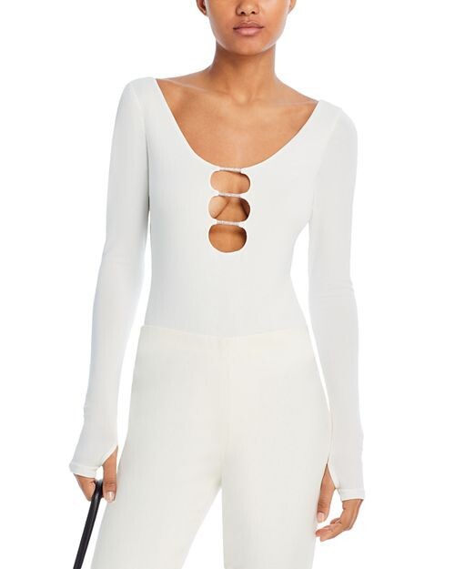 

Боди Kalena с вырезами спереди Alice and Olivia, цвет Ivory/Cream