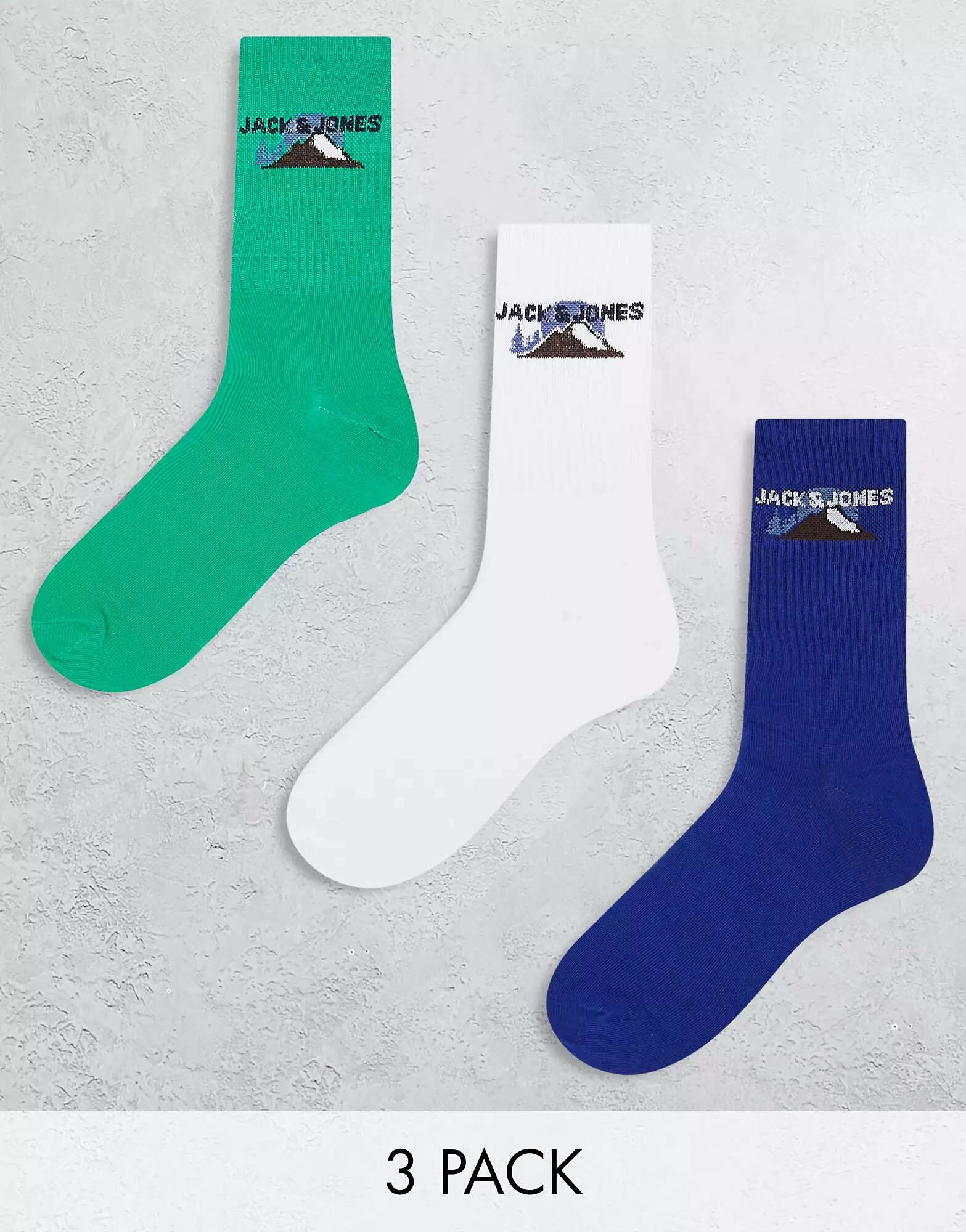 цена 3 пары разноцветных носков с горным принтом Jack & Jones