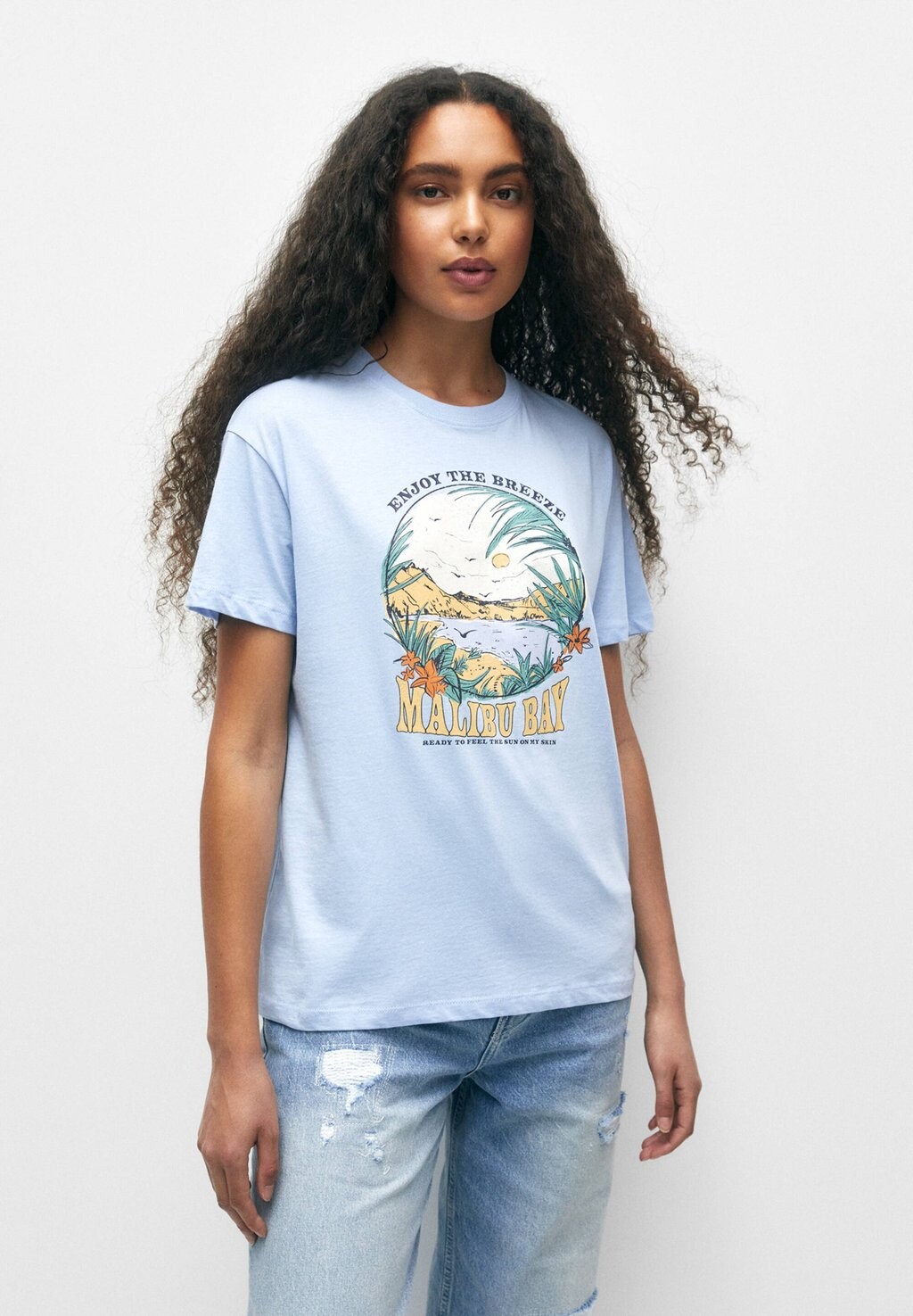 

Футболка с принтом PULL&BEAR, синий