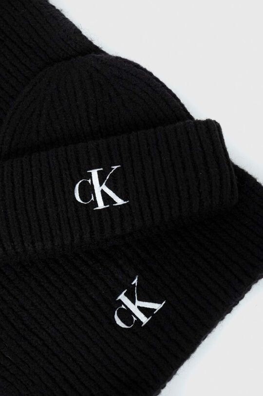

Шапка и шарф из смесовой шерсти Calvin Klein, черный