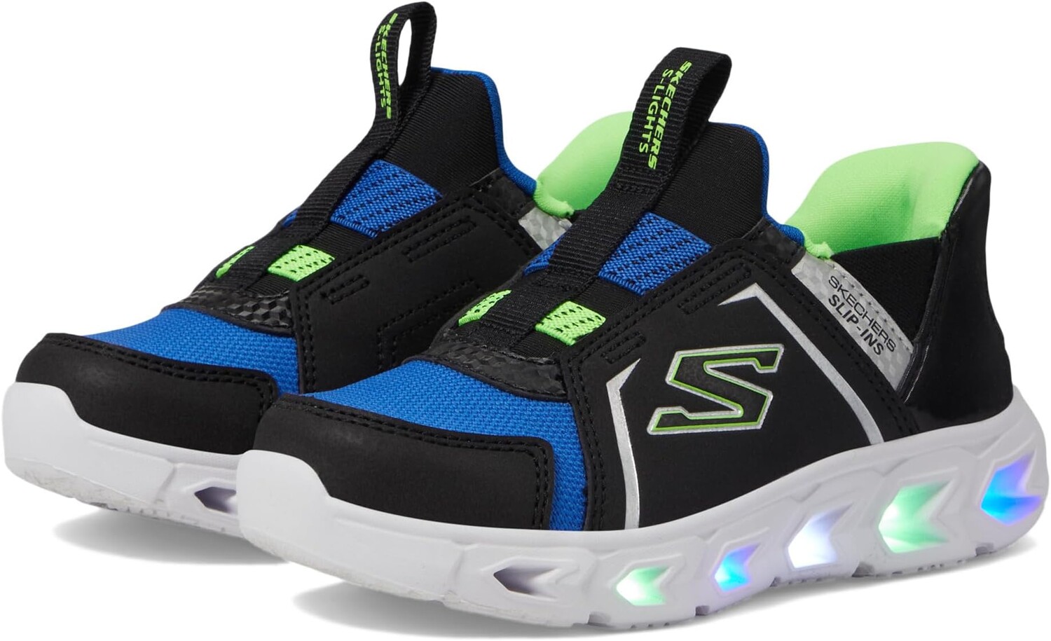 

Кроссовки Slip-Ins-Hypno Flash 2.0 403830N SKECHERS KIDS, цвет Black/Blue/Lime