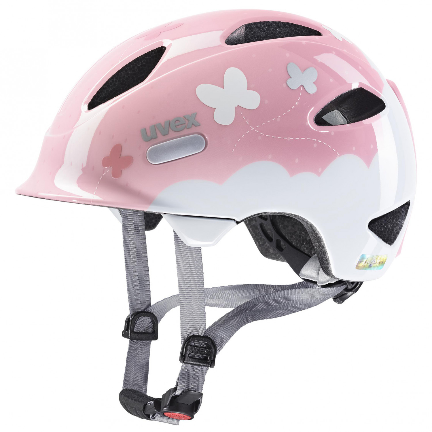 шлем велосипедный детский uvex oyo cc синий размер 50 54 Велосипедный шлем Uvex Kid's Oyo Style, цвет Butterfly Pink