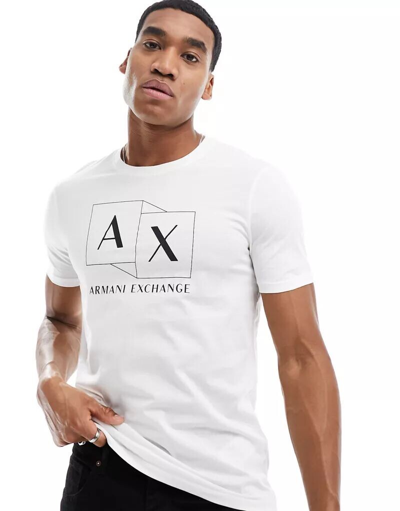 

Белая футболка узкого кроя с логотипом Armani Exchange