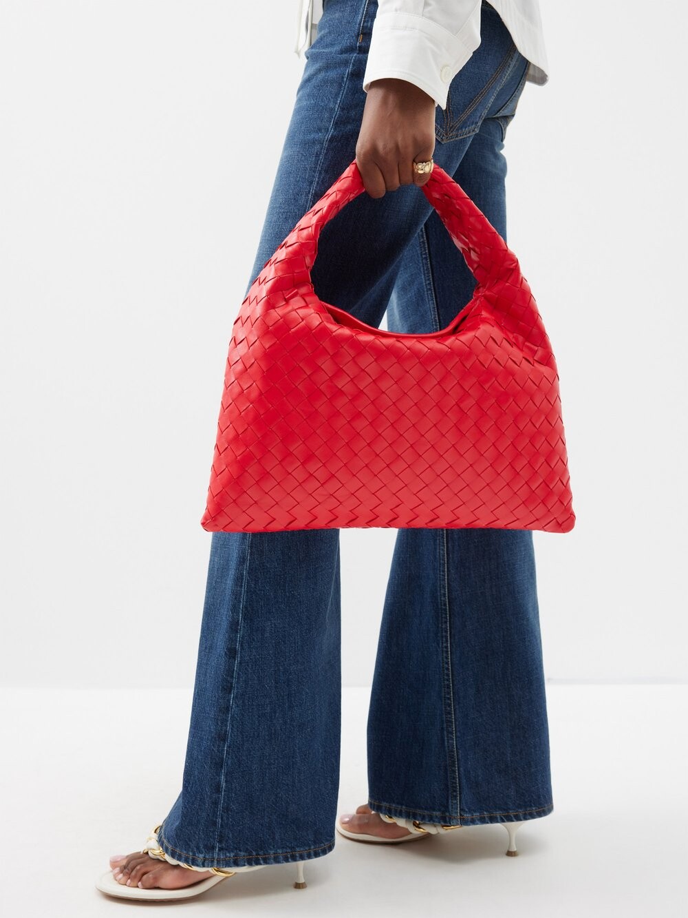 

Маленькая сумка через плечо hop из кожи intrecciato Bottega Veneta, красный