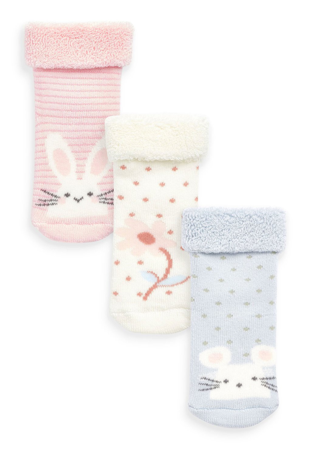 цена Носки TOWELING 3 PACK Next, цвет pink blue bunny