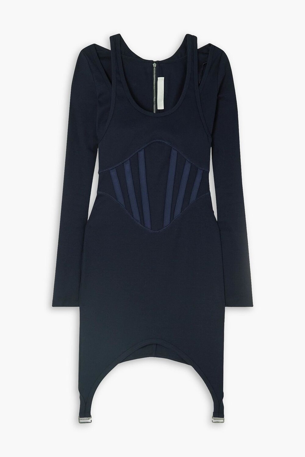 

Платье мини из эластичного хлопка с многослойными ребрами DION LEE, синий