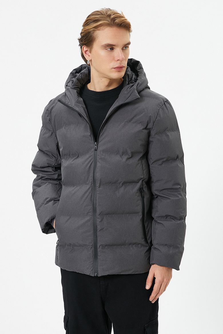 Зимняя куртка с капюшоном и на синтепоне Koton, серый