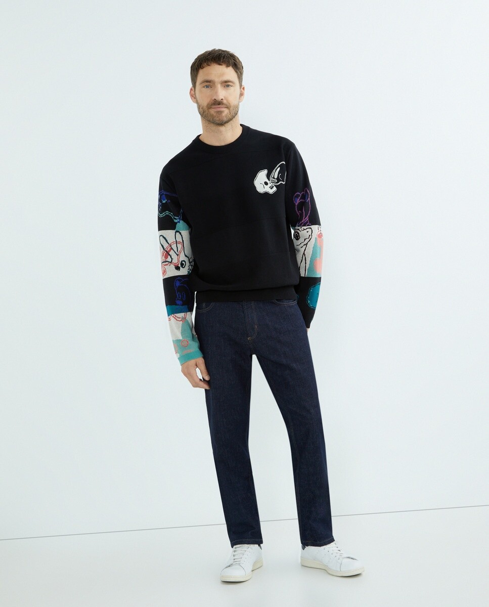 

Мужской свитер в стиле фэнтези с круглым вырезом Paul Smith, черный