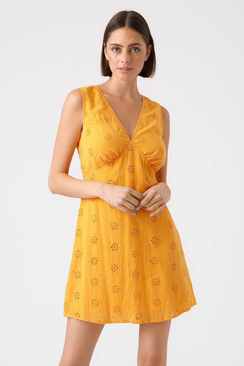 

Короткое платье из льна и кружева Vero Moda, желтый