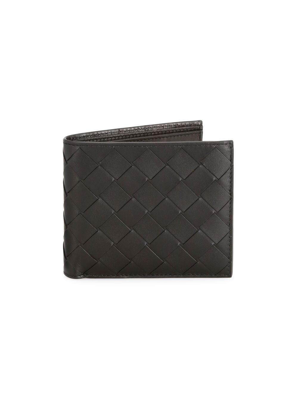 

Плетеный бумажник из натуральной кожи Bottega Veneta, черный