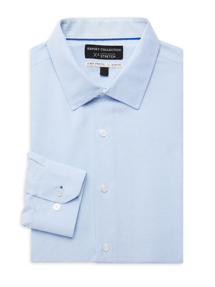 Классическая рубашка узкого кроя в клетку Report Collection, цвет Light Blue
