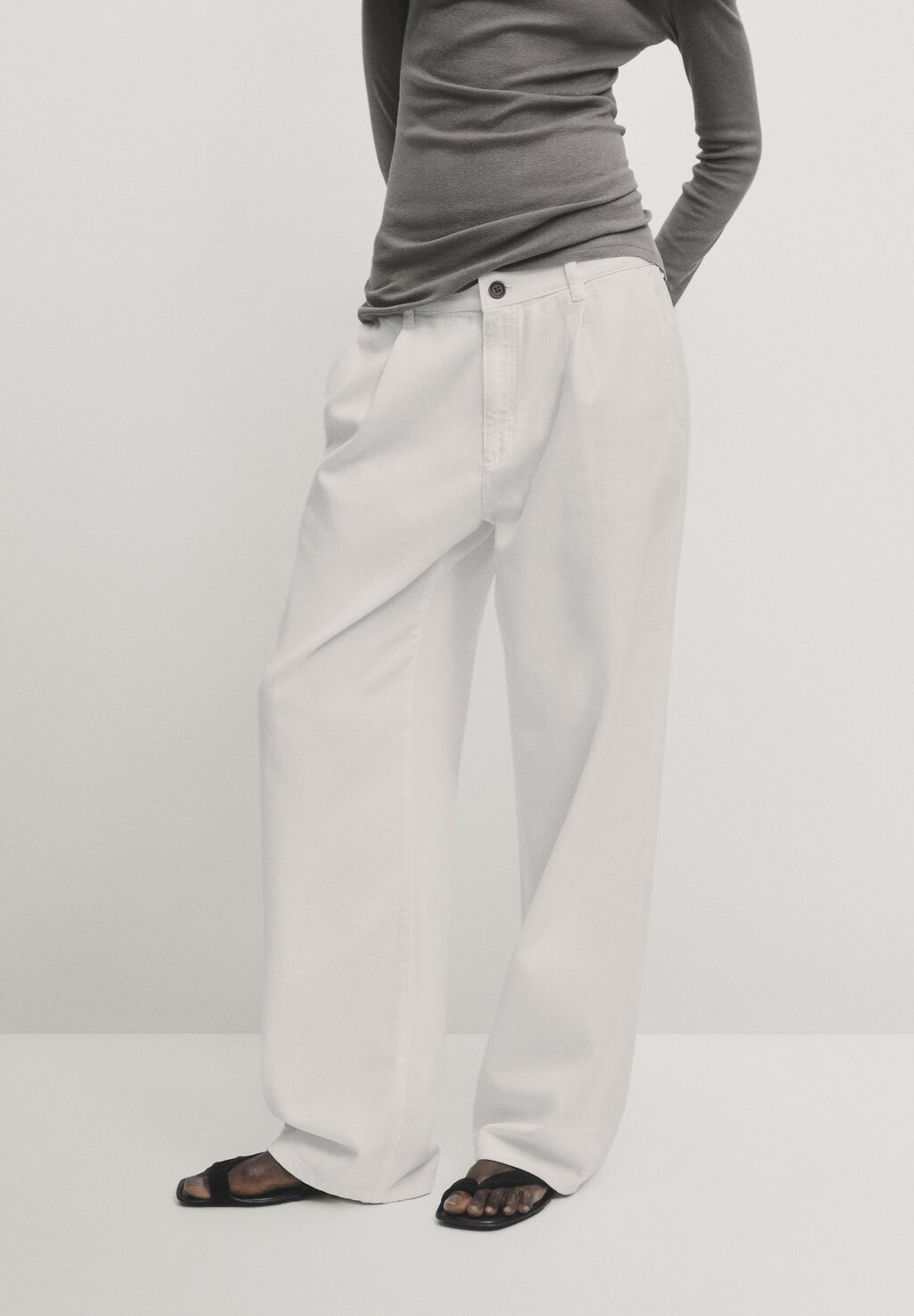 

Брюки из ткани Massimo Dutti, цвет white